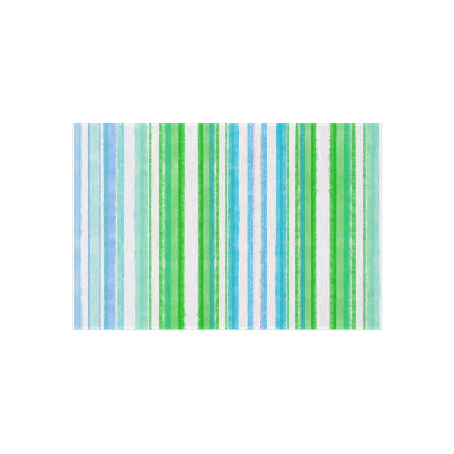 Indoor/Outdoor Rug Watercolor Stripes Blue & Green