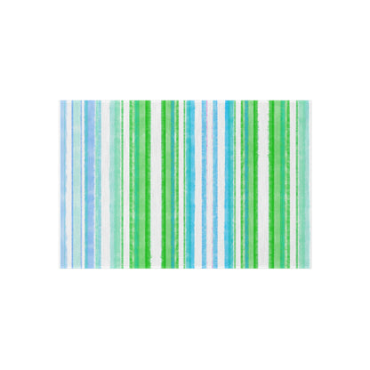 Indoor/Outdoor Rug Watercolor Stripes Blue & Green