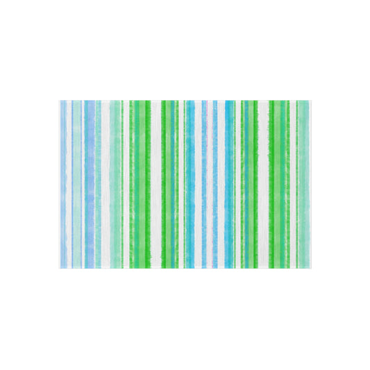 Indoor/Outdoor Rug Watercolor Stripes Blue & Green