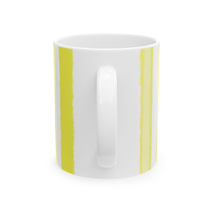Watercolor Stripe Ceramic Mug in Yellow, 11oz