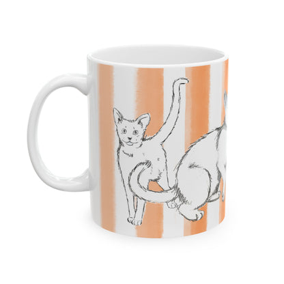 Kitty Fun Mug with Orange Stripes