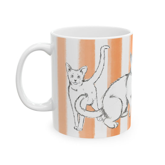 Kitty Fun Mug with Orange Stripes