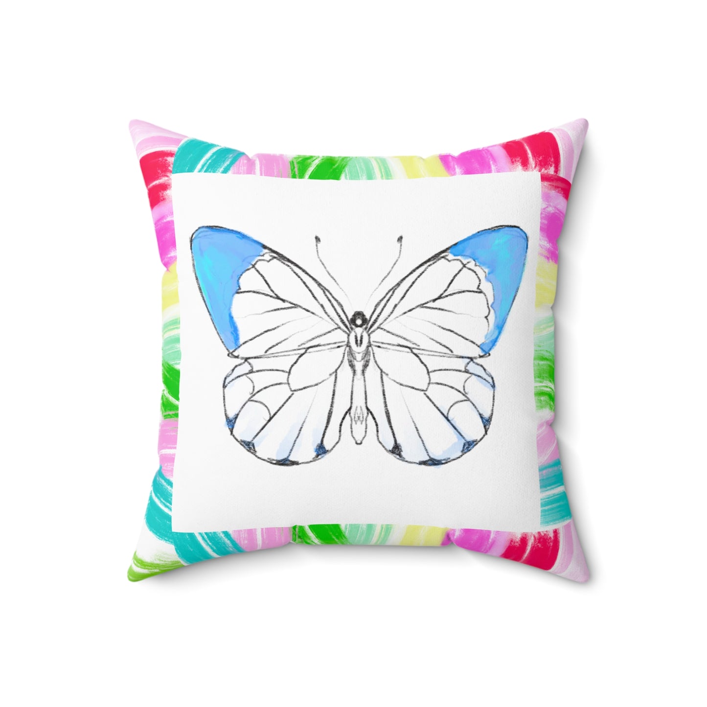 Mega Dot Polyester Square Pillow Butterfly
