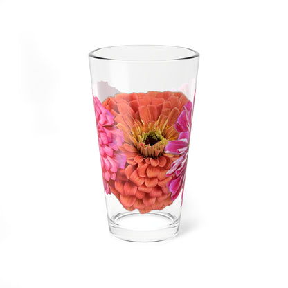 Zinnia Pint Glass Orange Pink