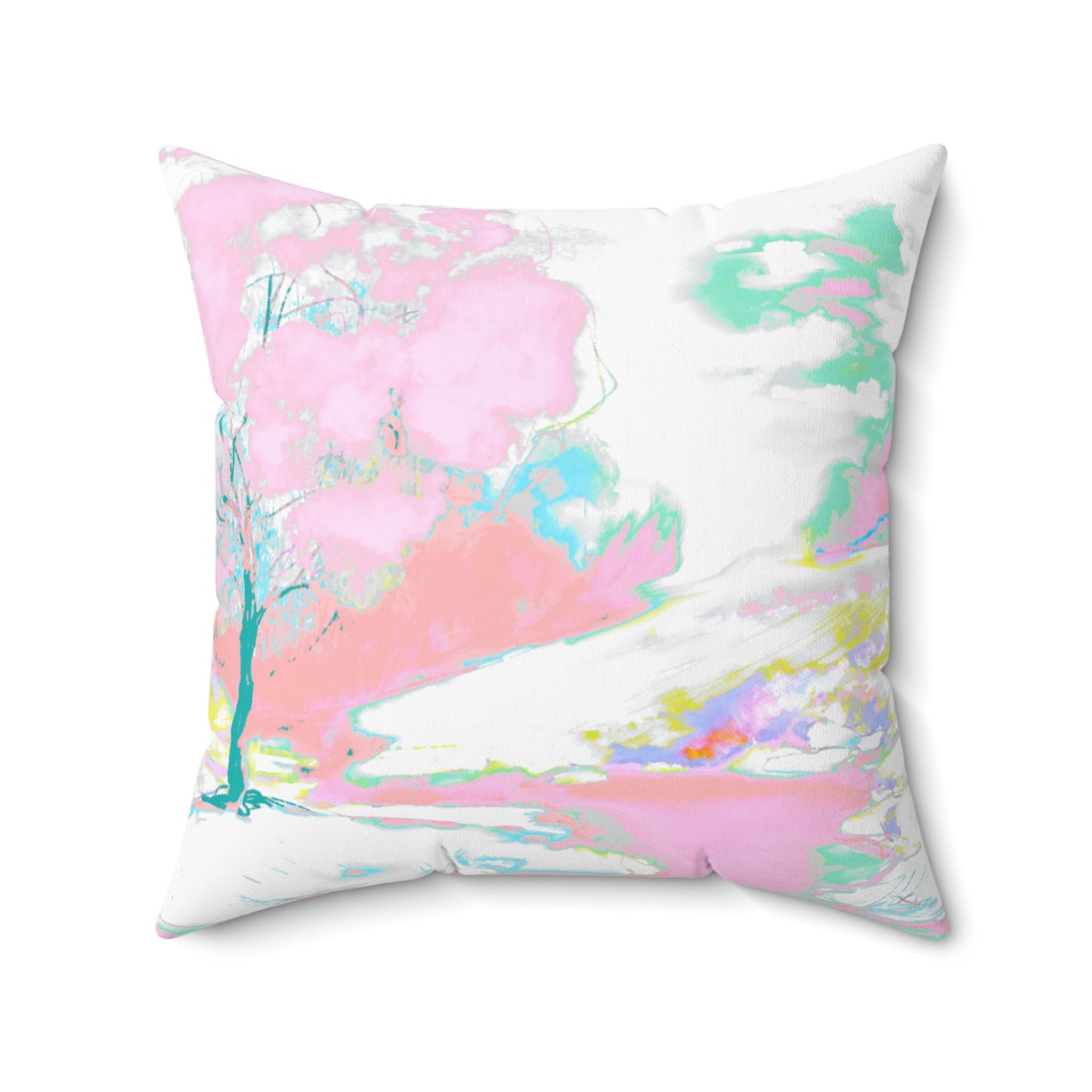 Pillows Spun Polyester Square Serene Watercolor Landscape