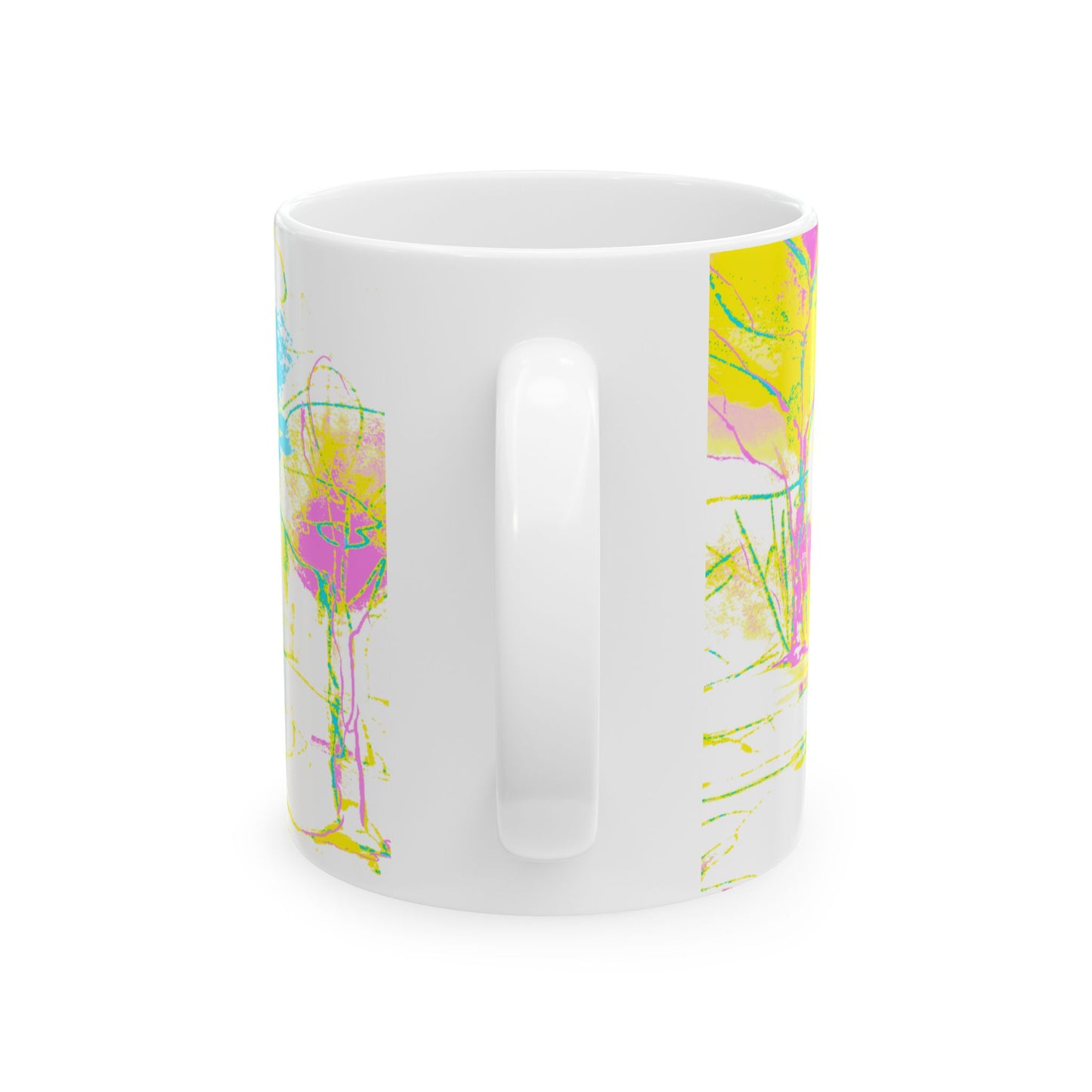 Joyful Landscapes Ceramic Mug in Yellow and Aqua, 11oz, 15oz