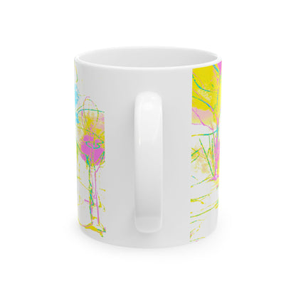 Joyful Landscapes Ceramic Mug in Yellow and Aqua, 11oz, 15oz