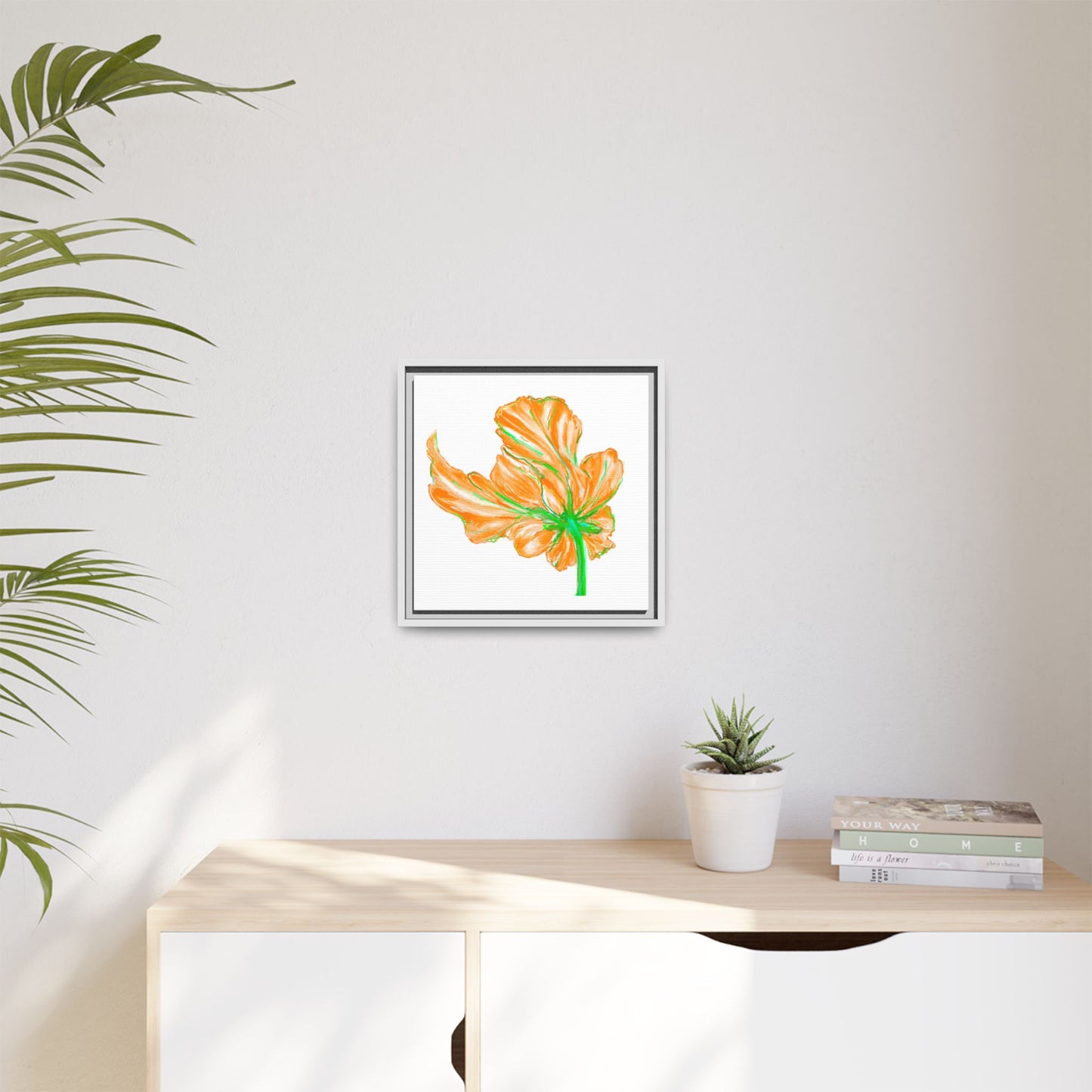Dancing Tulips Matte Canvas, Framed (Multi-color) Orange