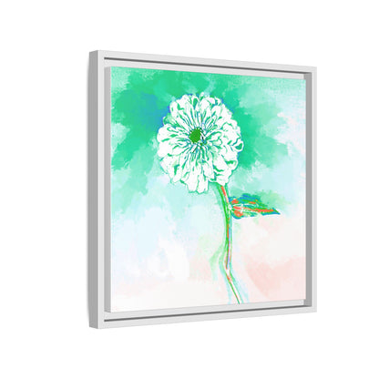Zinnia Color Splash Matte Canvas Green Framed