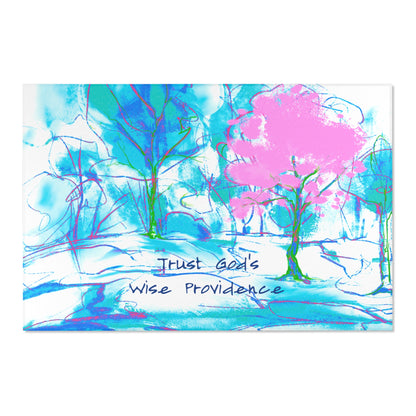 Inspirational Landscapes "Trust God's Providence" Indoor Area Rug in Pink and Blue, (one size 36" x 24")