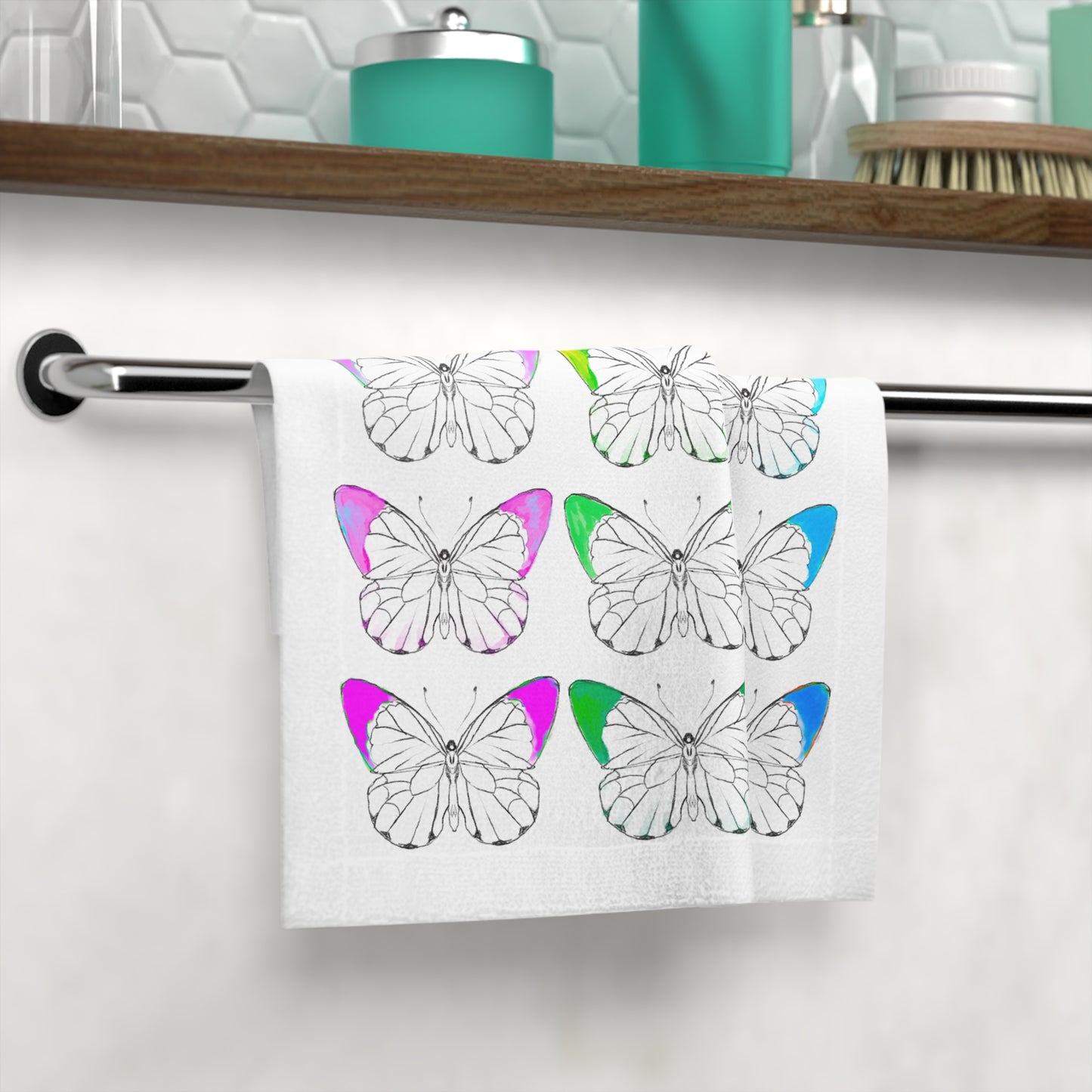 Face Towels Color Tipped Butterflies