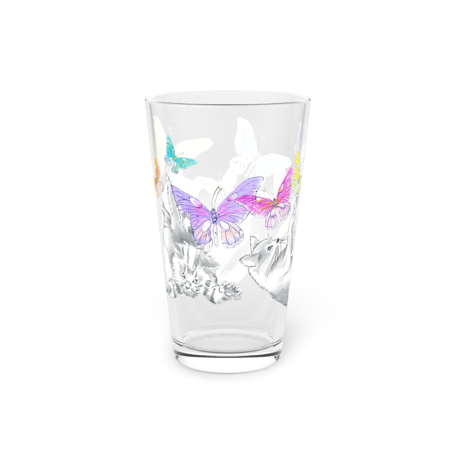 Kitty Flutter Pint Glass 16oz