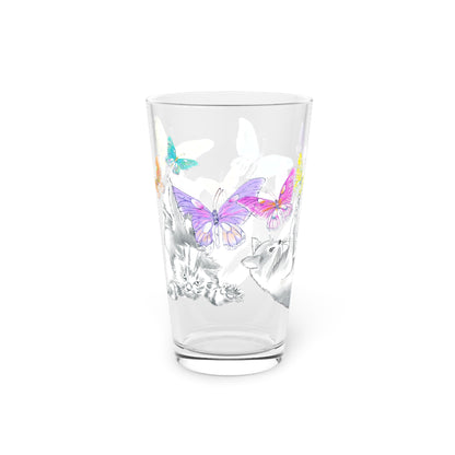 Kitty Flutter Pint Glass 16oz