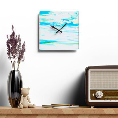 Joyful Landscapes  Wall Clock, Aqua Skies