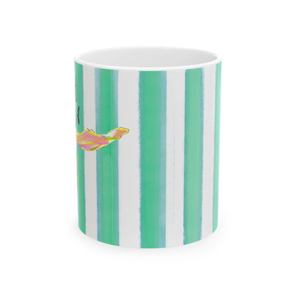 Dancing Tulips Mug Blue-Green Orange