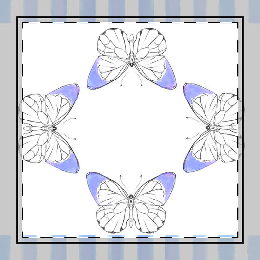 Butterfly Chroma Stripes, Poly Twill Napkin, Periwinkle Blue, Fabric Background Bright White