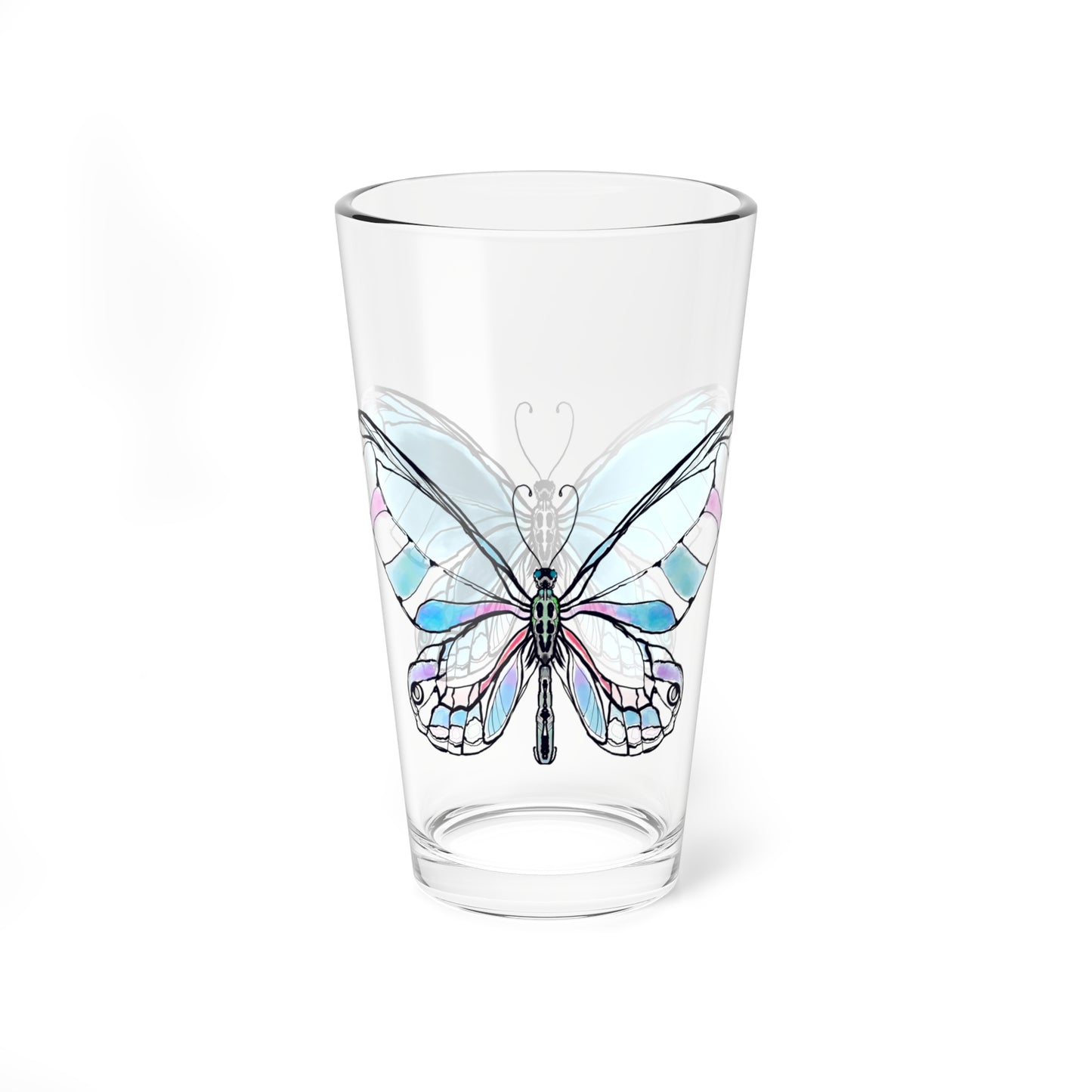 Mixing Glass, 16oz Butterfly Colorful Watercolor