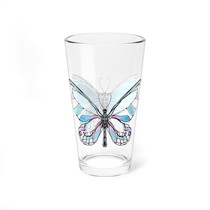 Mixing Glass, 16oz Butterfly Colorful Watercolor