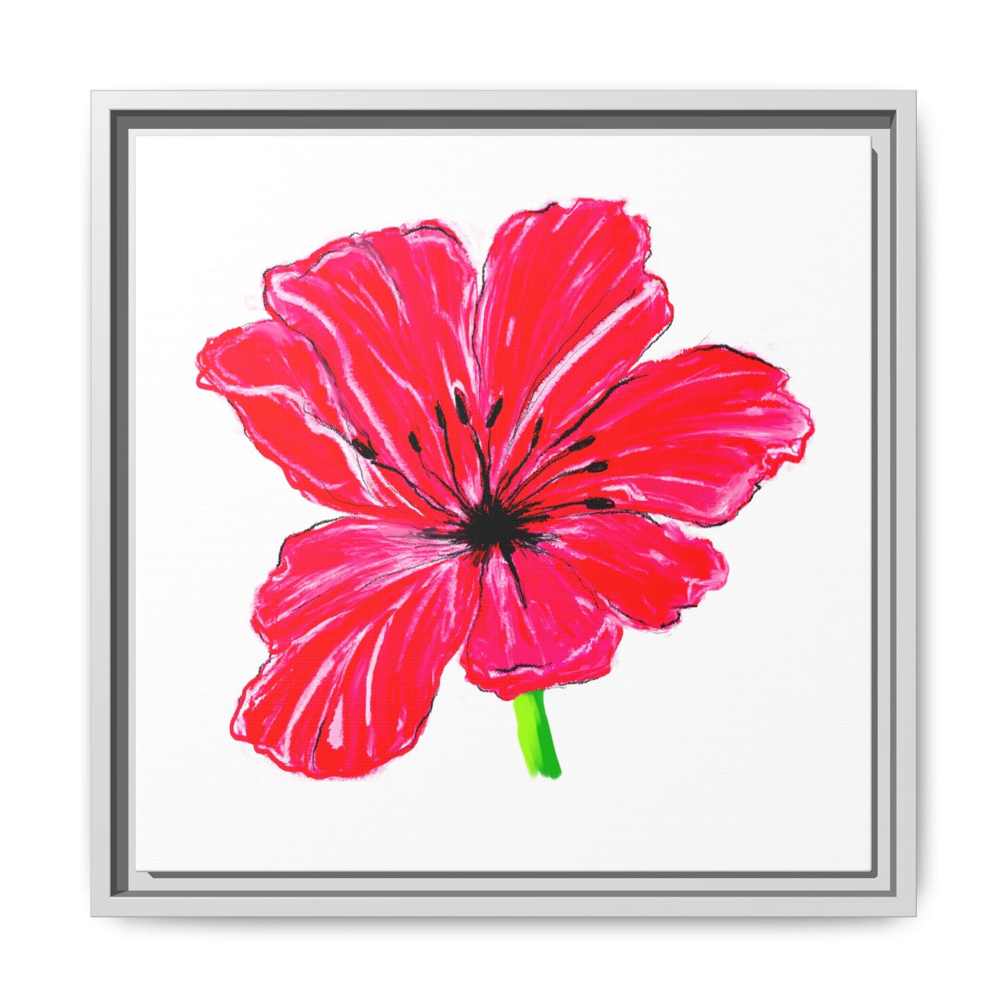 Dancing Tulips Matte Canvas, Framed  Red