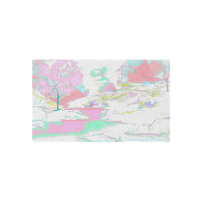 Inspirational Landscapes Indoor/Outdoor Area Rug "Dreams keep us alive", blues and pinks