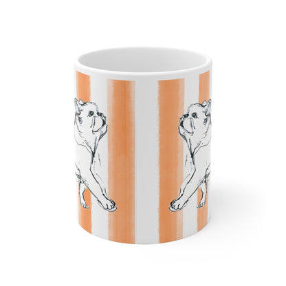 Dogi Fun Ceramic Mug in Orange, 11oz Bulldog