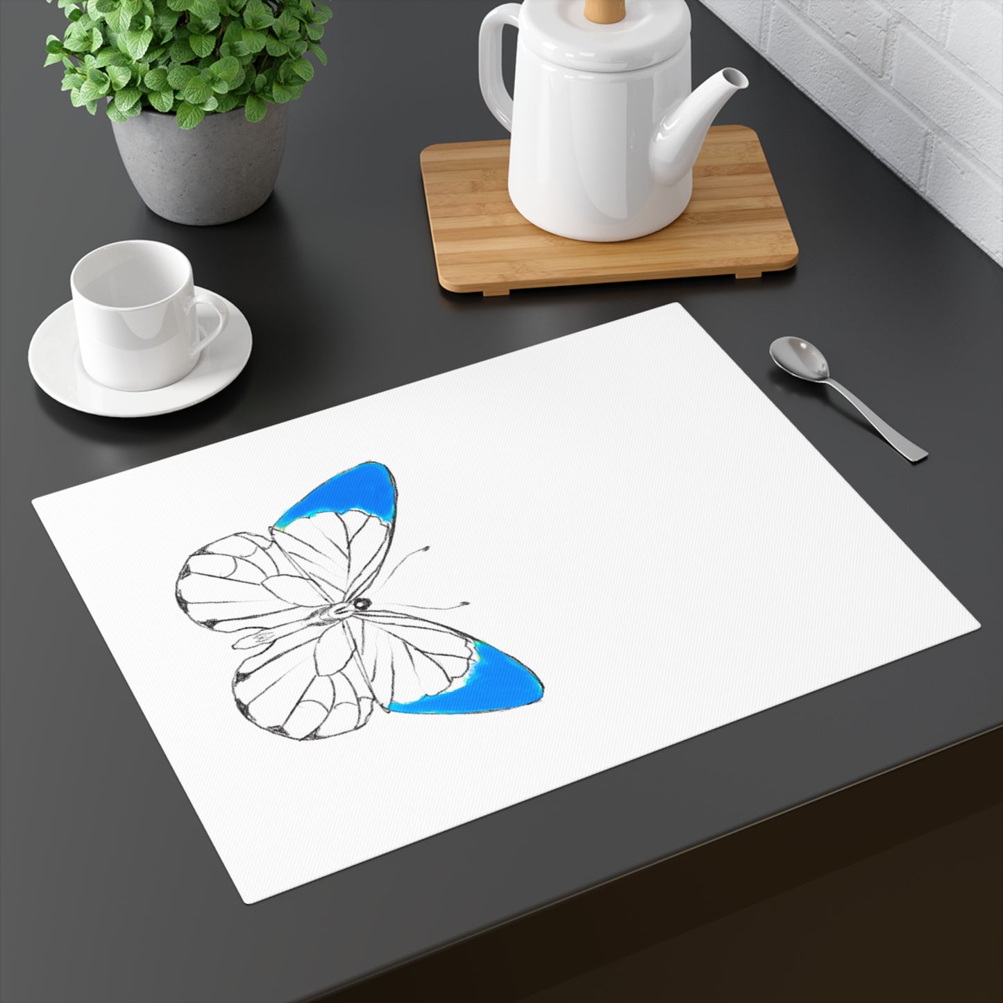 Placemat, 1pc Lucy Butterfly Med Blue