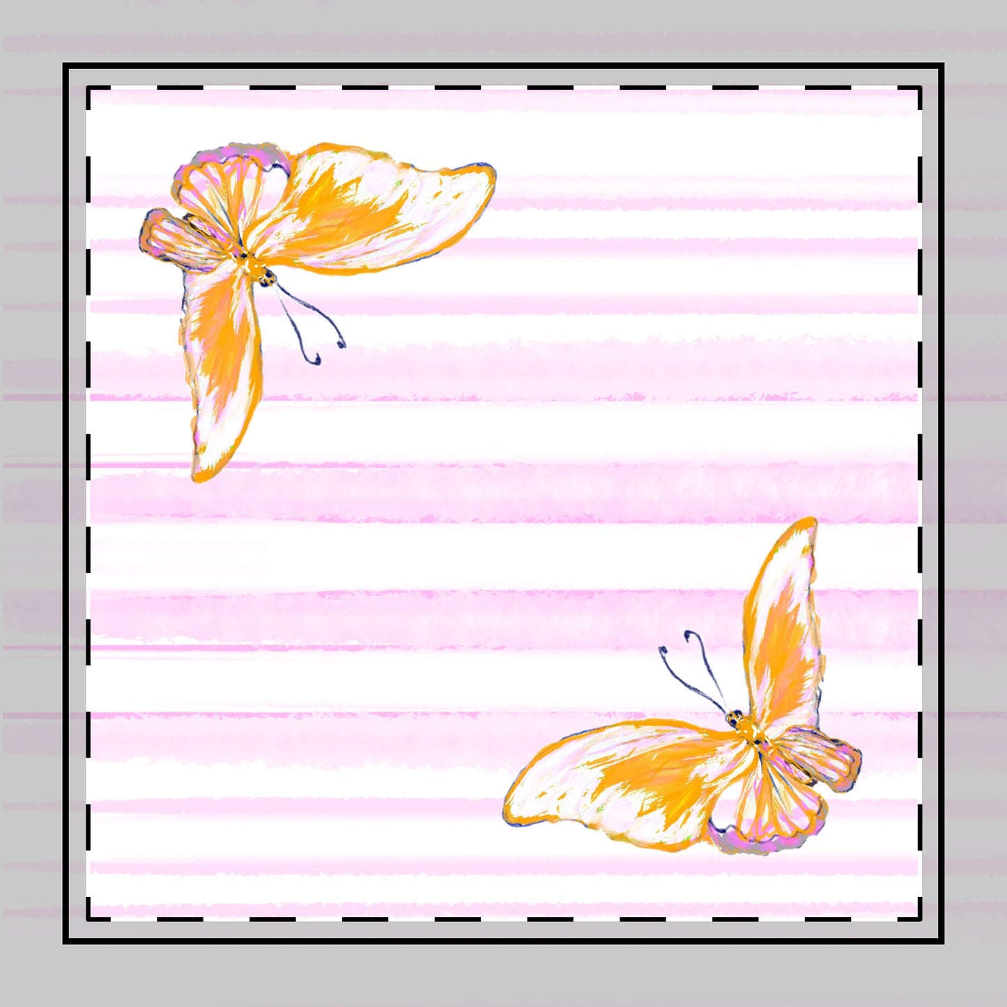 Butterfly Blossom Whirl Poly Twill Napkin, Orange, Fabric Background Bright White, #2