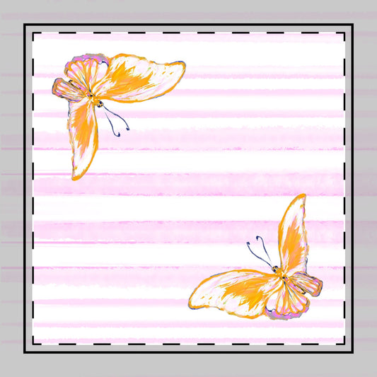 Butterfly Blossom Whirl Poly Twill Napkin, Orange, Fabric Background Bright White, #2
