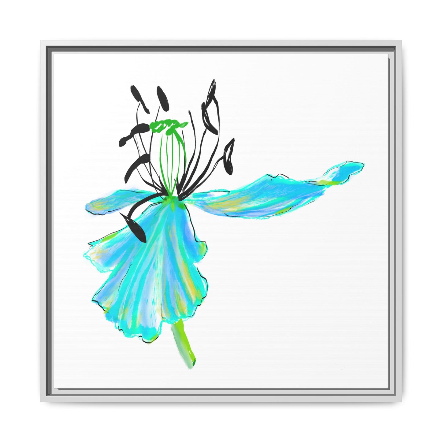 Dancing Tulips Matte Canvas, Framed Aqua