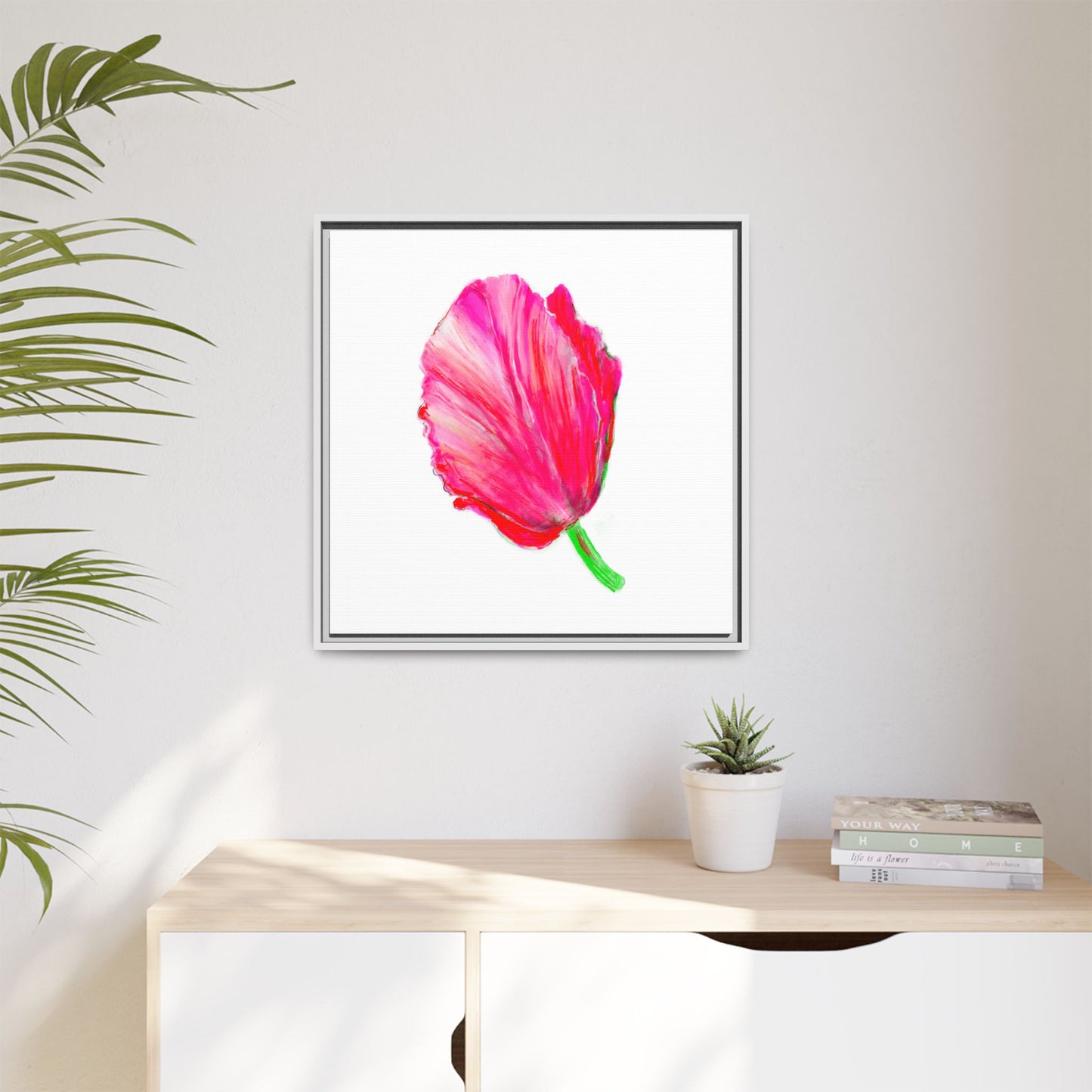 Dancing Tulips Matte Canvas, Framed (Multi-color) Raspberry Red