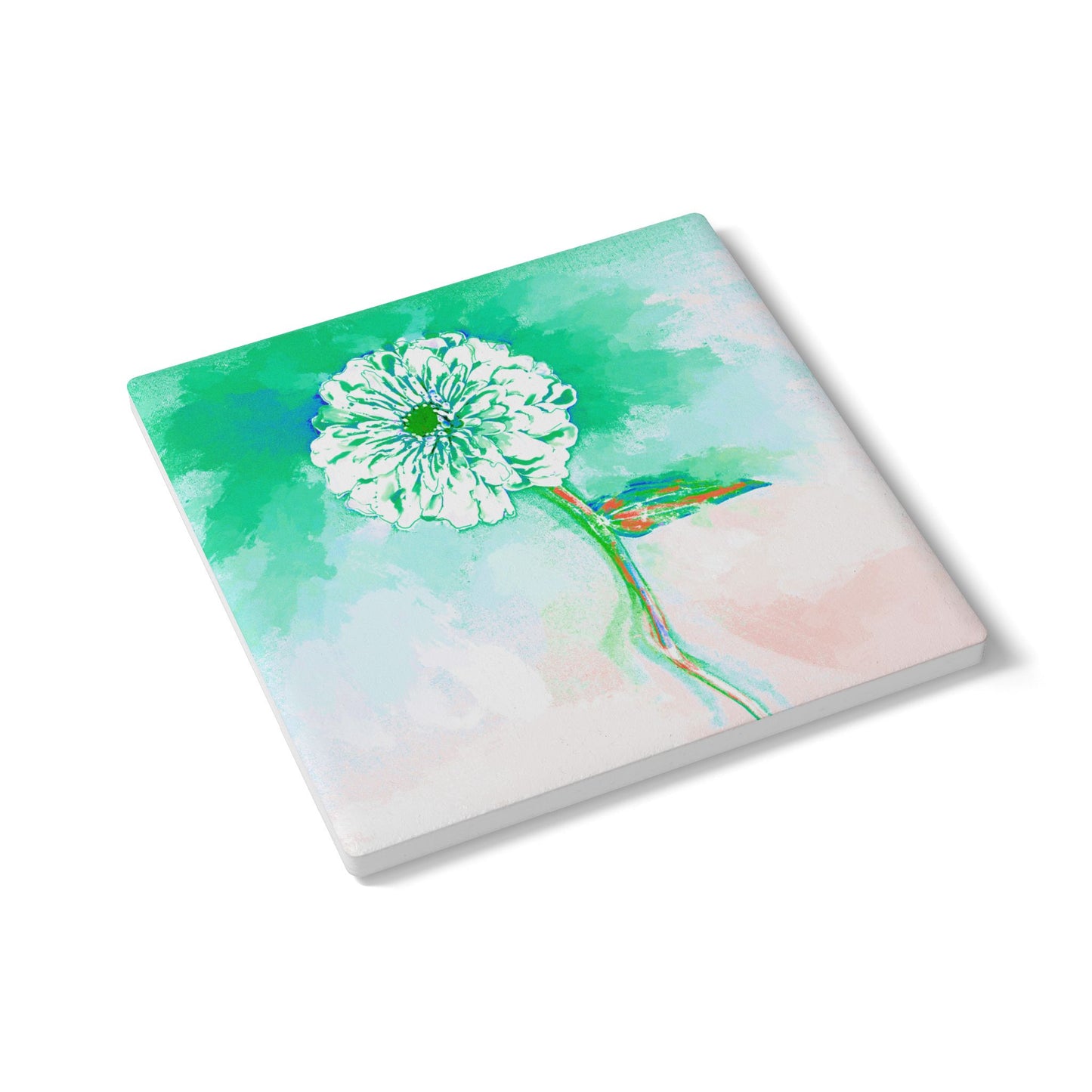 Zinnia Ceramic Coaster, Turquoise