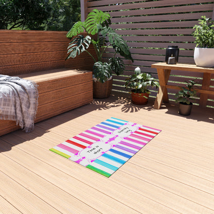 Watercolor Stripes Indoor/Outdoor Rug "Time is short, eternity long"