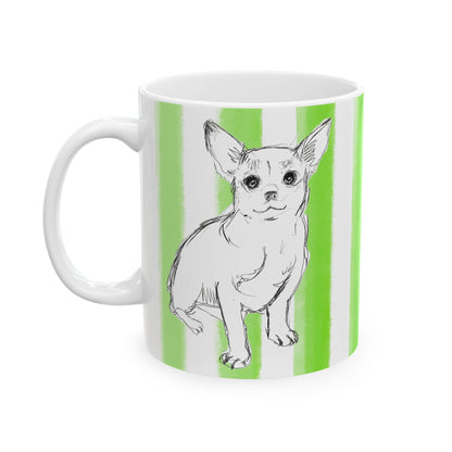 Dogi Fun Mug with Light Green Stripes