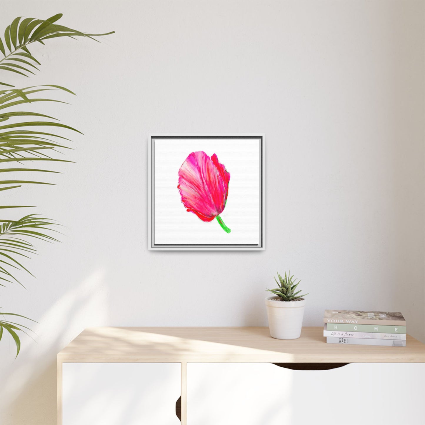 Dancing Tulips Matte Canvas, Framed (Multi-color) Raspberry Red