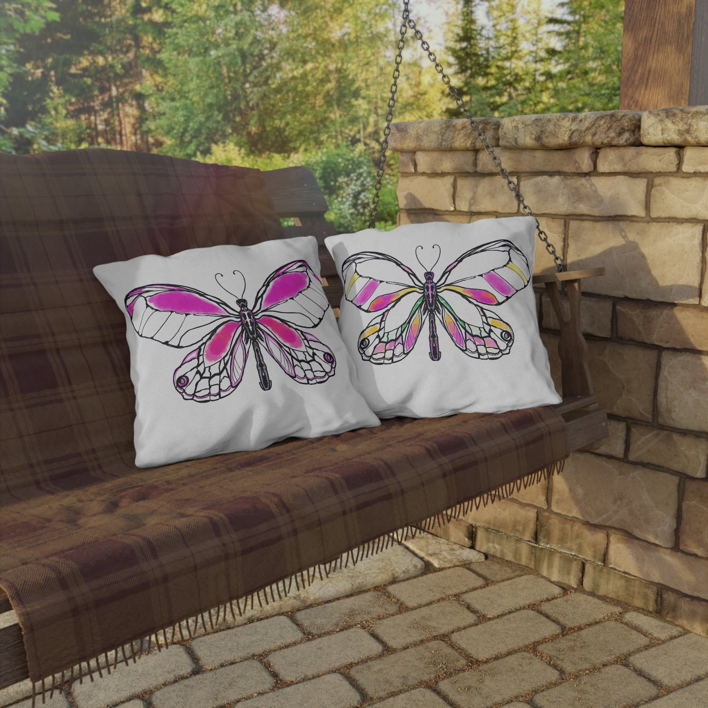 Outdoor Pillows Lulu Butterflies Pink