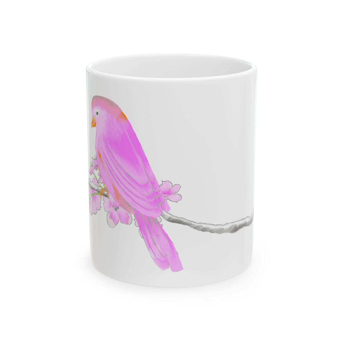 Jolly Birds Ceramic Mug, (11oz, 15oz), Pink