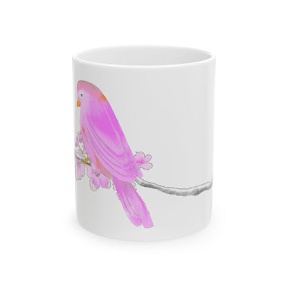 Jolly Birds Ceramic Mug, (11oz, 15oz), Pink