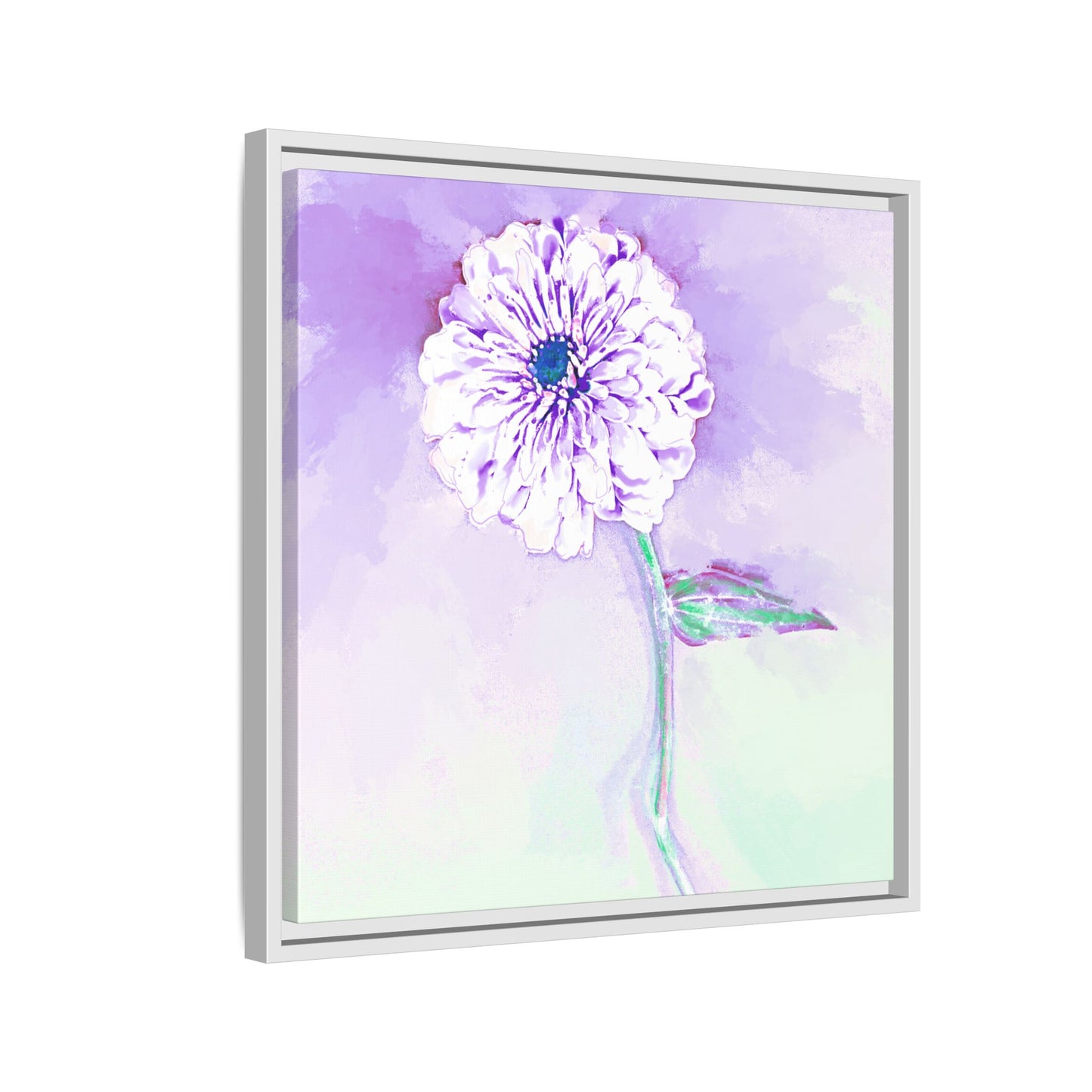 Zinnia Color Splash Matte Canvas Light Purple Framed