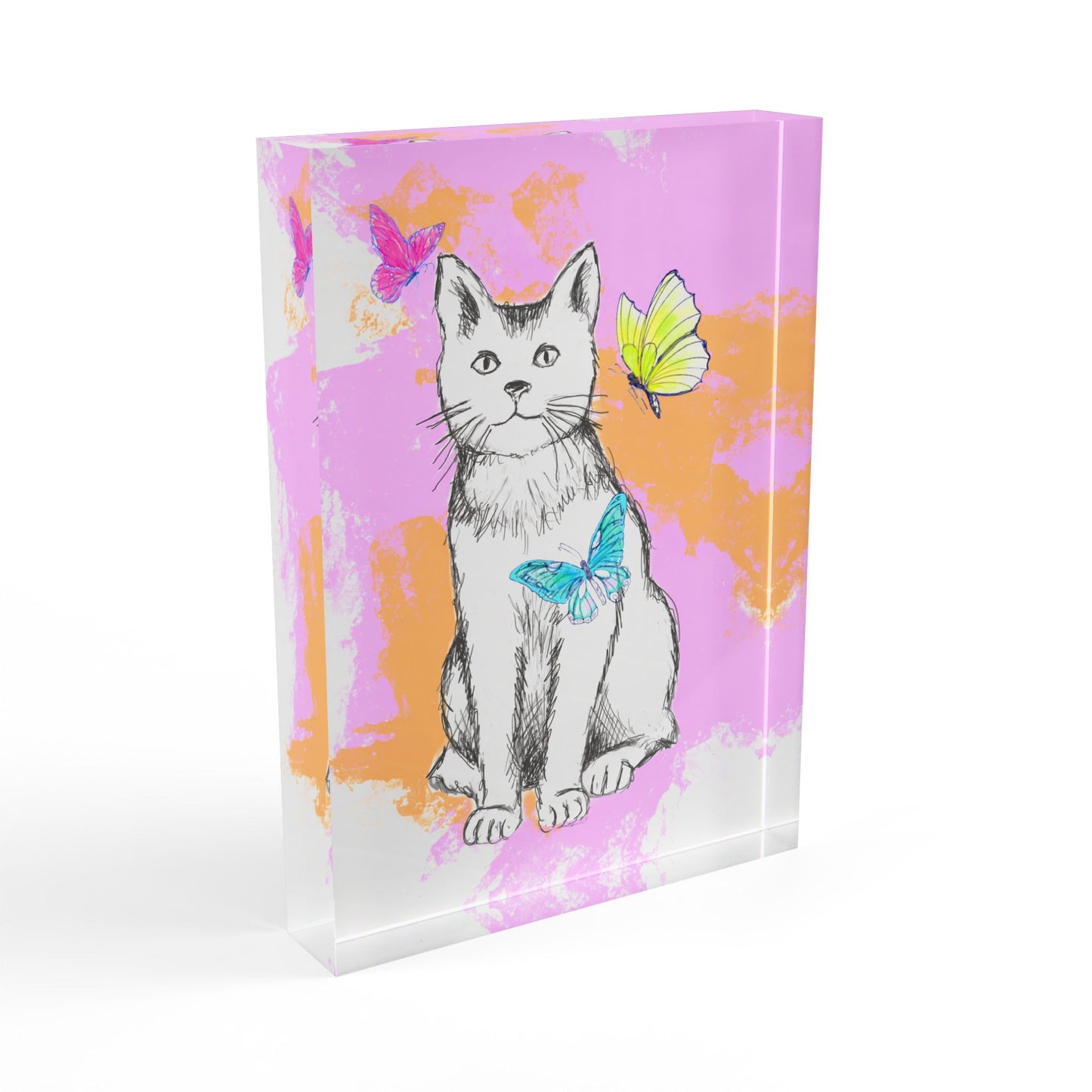 Kitty Flutter Acrylic Block