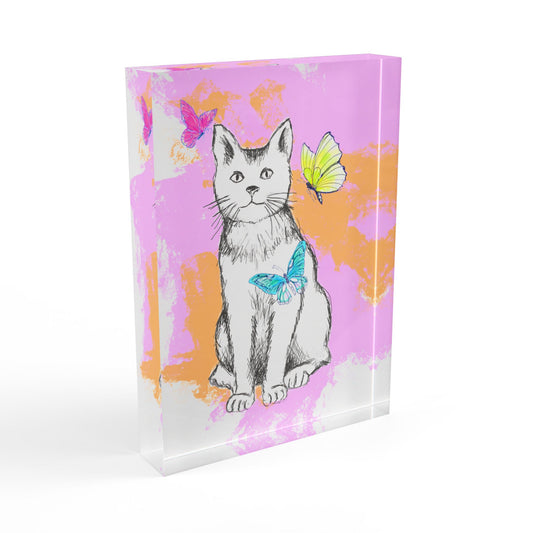 Kitty Flutter Acrylic Block