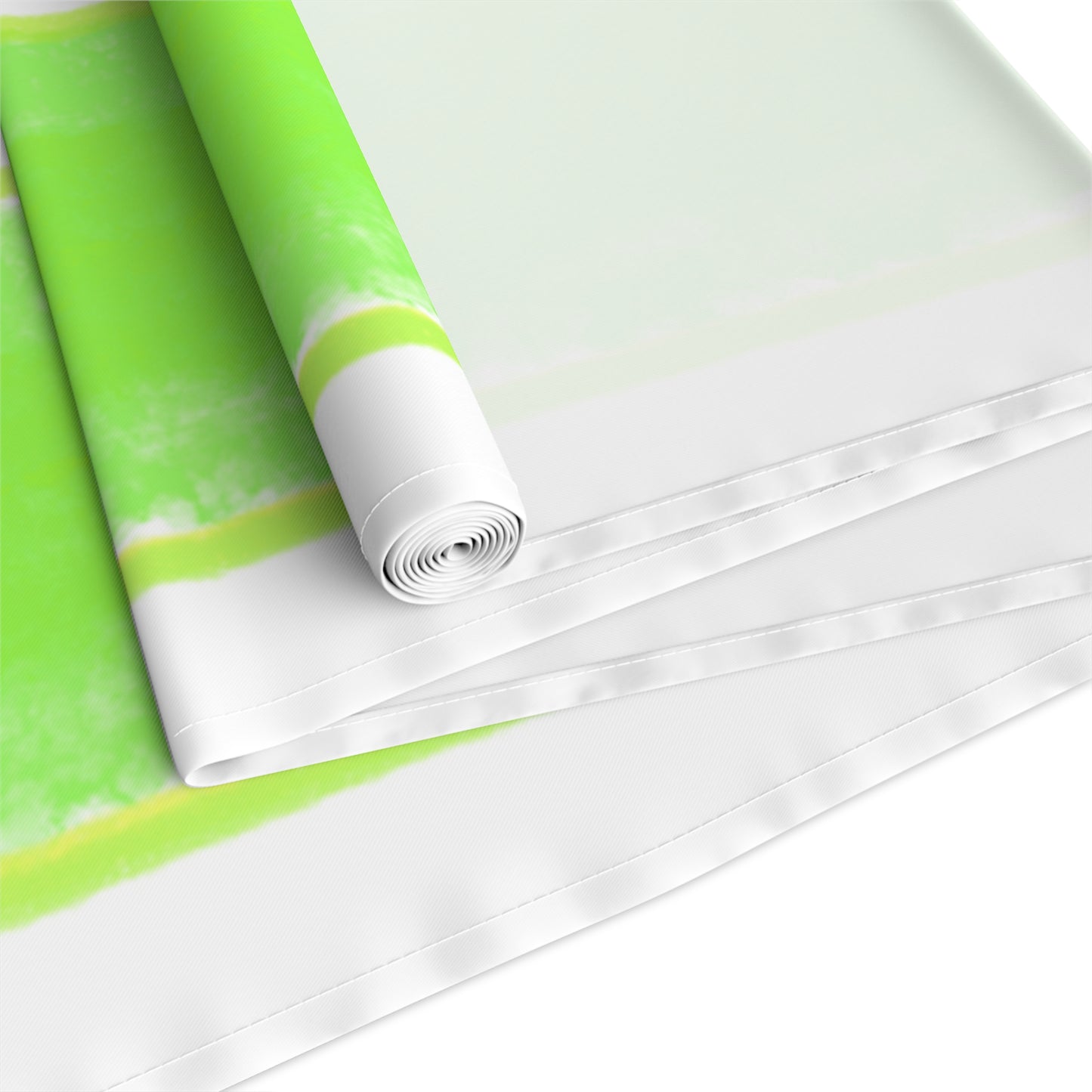 Mega Stripe Table Runner (Cotton Creamy White, Poly Bright White), Green