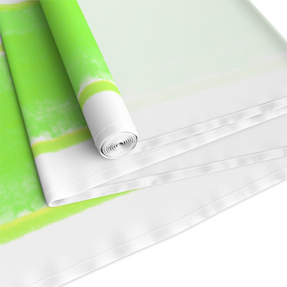 Mega Stripe Table Runner (Cotton Creamy White, Poly Bright White), Green