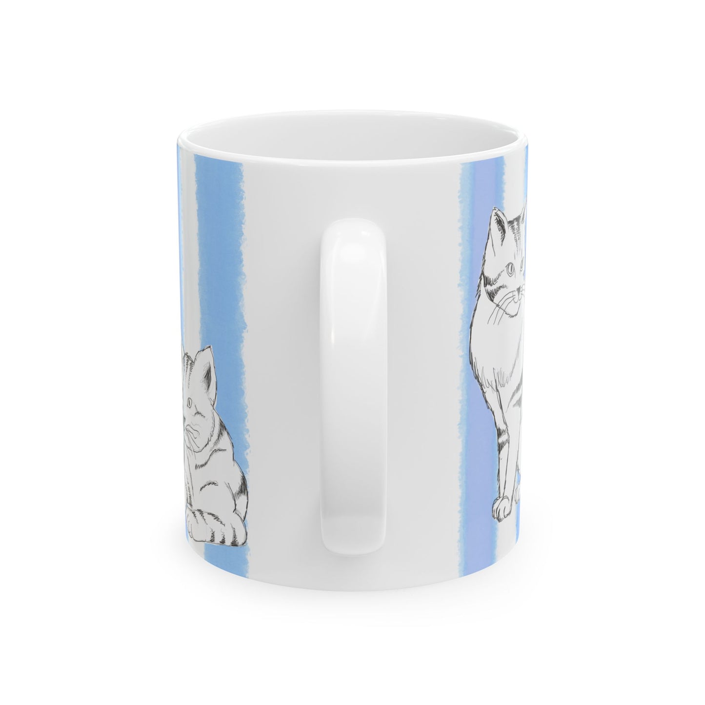 Kitty Fun Mug with Periwinkle Blue Stripes
