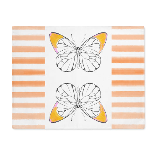 Butterfly Chroma Stripe Placemat, 1pc, Orange, Cotton(Fabric Background  Creamy White)