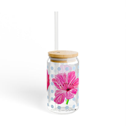 Vibrant Tulips Sipper Glass, 16oz  Raspberry, Pink
