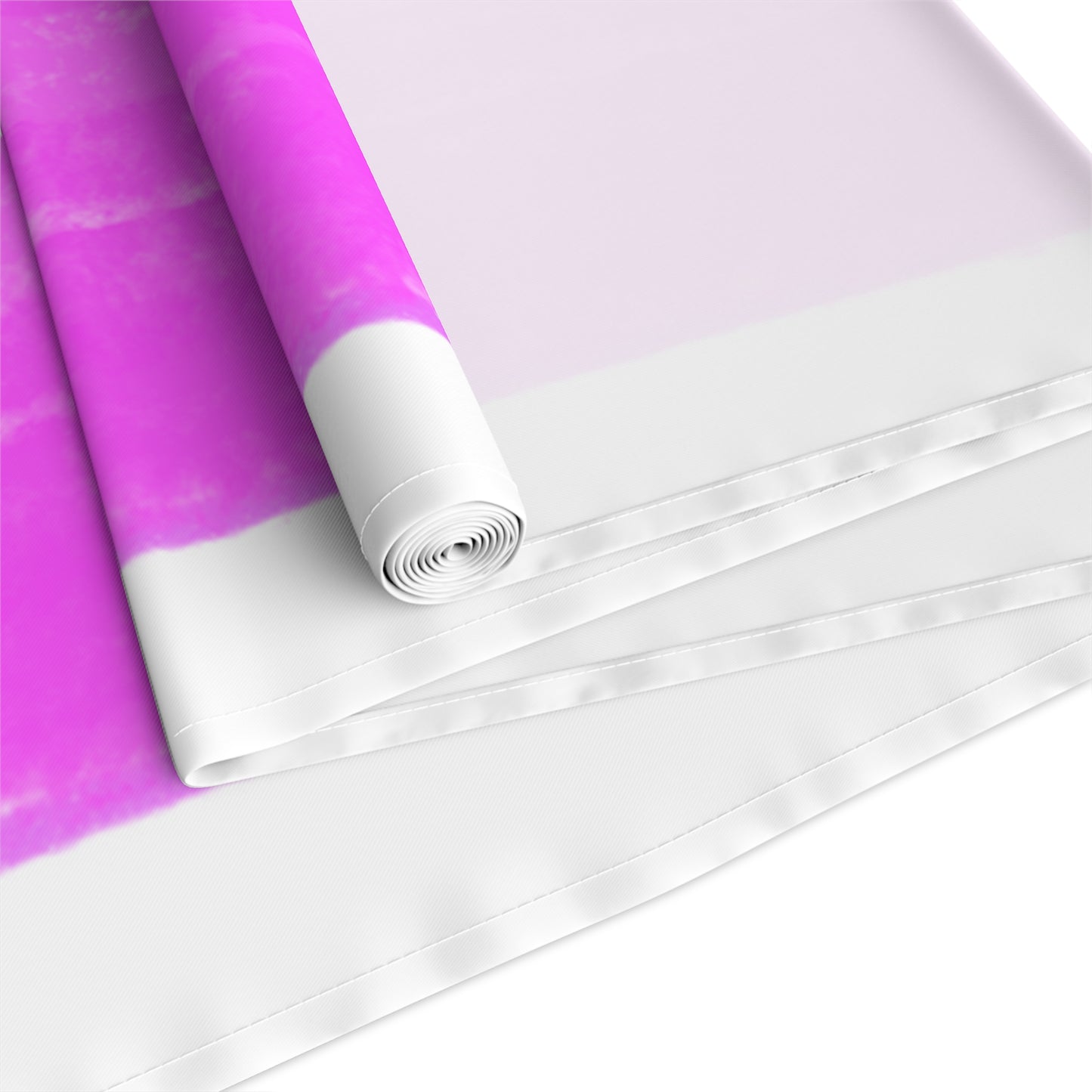 Mega Stripe Table Runner (Cotton Creamy white , Poly Bright White) Bright Pink