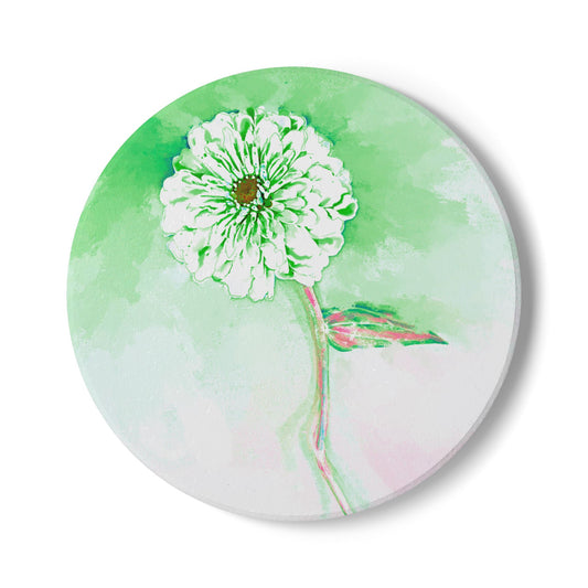 Zinnia Ceramic Coaster, Grass Green