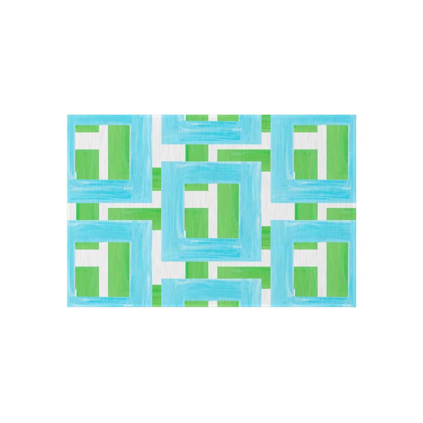 Indoor/Outdoor Rug Color Blocks Green & Aqua