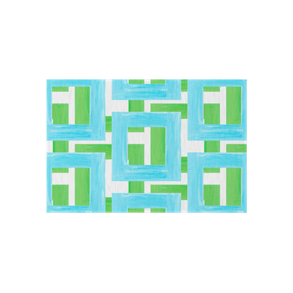 Indoor/Outdoor Rug Color Blocks Green & Aqua