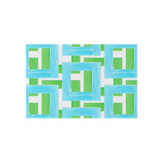 Indoor/Outdoor Rug Color Blocks Green & Aqua